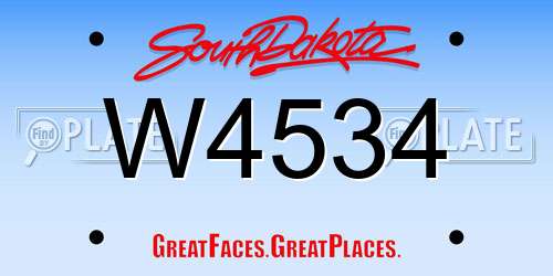 W4534 South Dakota License Plate