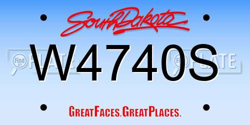 W4740S South Dakota License Plate