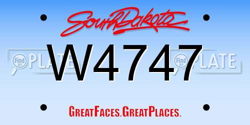 W4747 South Dakota License Plate