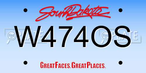 W474OS South Dakota License Plate
