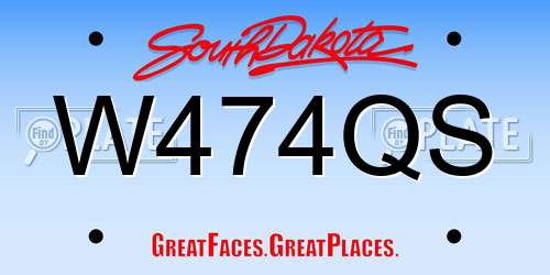 W474QS South Dakota License Plate