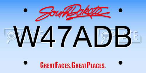 W47ADB South Dakota License Plate