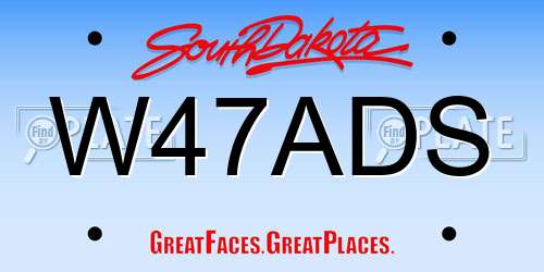 W47ADS South Dakota License Plate