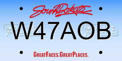W47AOB South Dakota License Plate