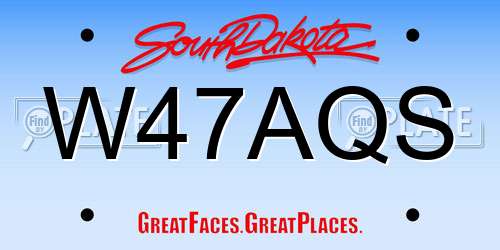 W47AQS South Dakota License Plate
