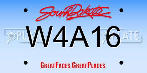 W4A16 South Dakota License Plate