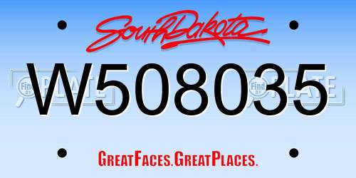 W508035 South Dakota License Plate