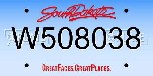 W508038 South Dakota License Plate