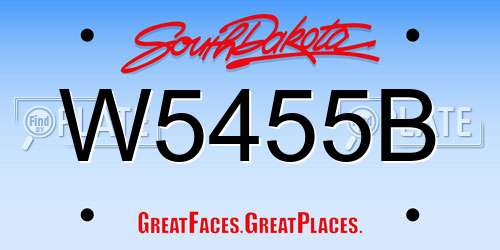 W5455B South Dakota License Plate
