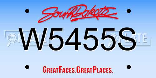 W5455S South Dakota License Plate
