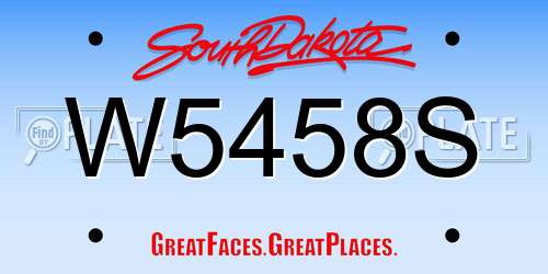 W5458S South Dakota License Plate