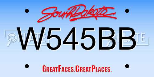 W545BB South Dakota License Plate