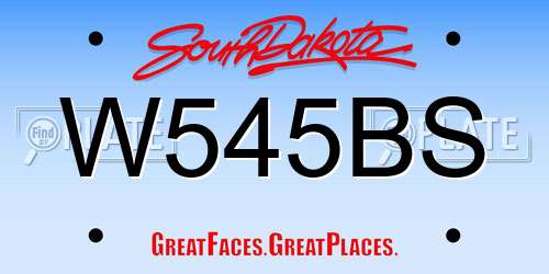 W545BS South Dakota License Plate