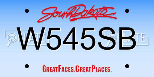 W545SB South Dakota License Plate