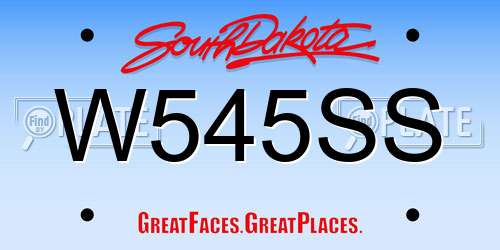 W545SS South Dakota License Plate