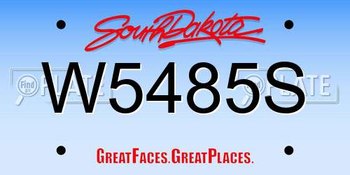 W5485S South Dakota License Plate