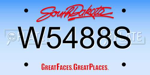W5488S South Dakota License Plate