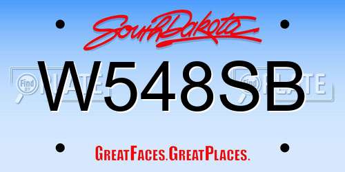 W548SB South Dakota License Plate