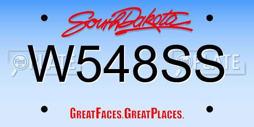 W548SS South Dakota License Plate