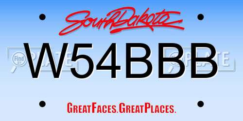 W54BBB South Dakota License Plate