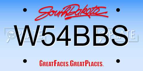 W54BBS South Dakota License Plate