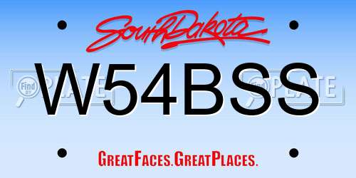 W54BSS South Dakota License Plate