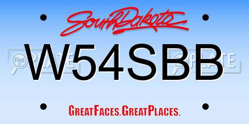 W54SBB South Dakota License Plate
