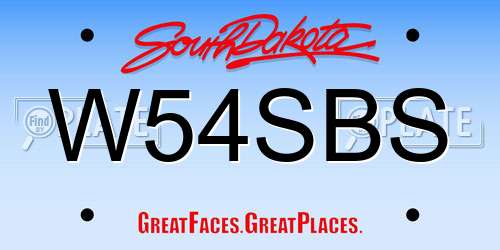 W54SBS South Dakota License Plate