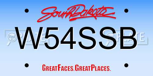 W54SSB South Dakota License Plate