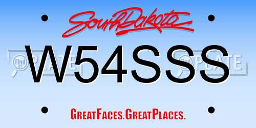 W54SSS South Dakota License Plate