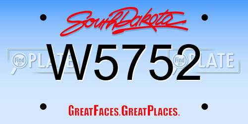 W5752 South Dakota License Plate