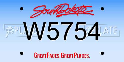 W5754 South Dakota License Plate