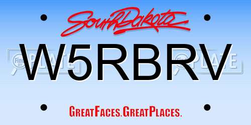 W5RBRV South Dakota License Plate