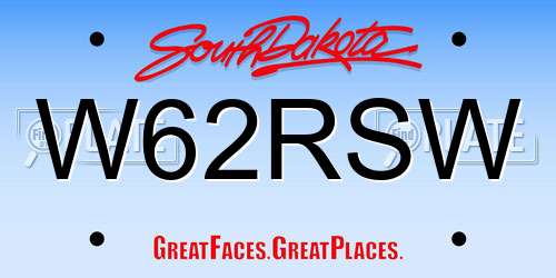 W62RSW South Dakota License Plate