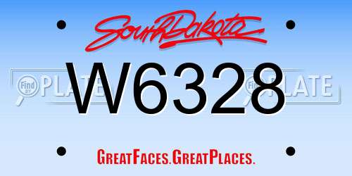 W6328 South Dakota License Plate