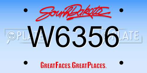 W6356 South Dakota License Plate