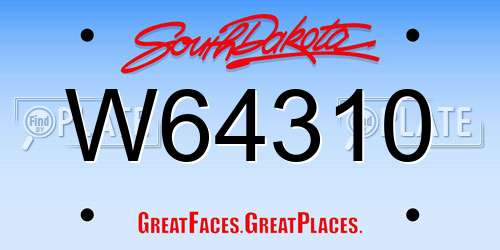 W64310 South Dakota License Plate