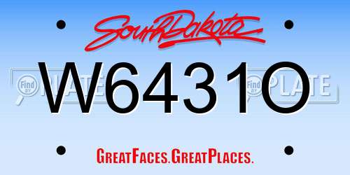 W6431O South Dakota License Plate