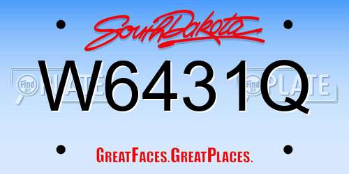 W6431Q South Dakota License Plate