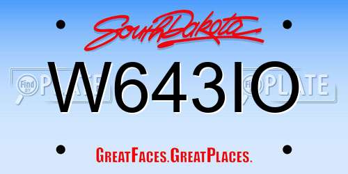 W643IO South Dakota License Plate