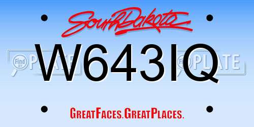 W643IQ South Dakota License Plate