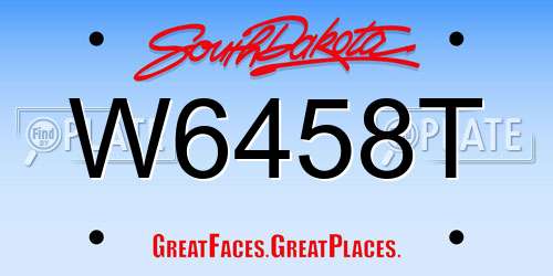 W6458T South Dakota License Plate