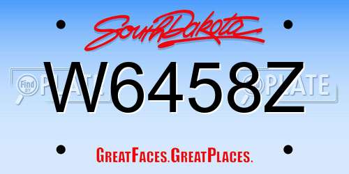 W6458Z South Dakota License Plate