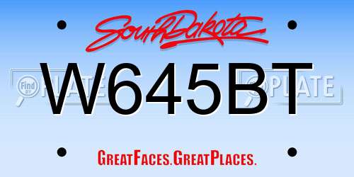 W645BT South Dakota License Plate