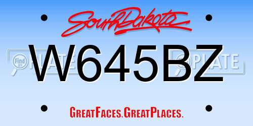 W645BZ South Dakota License Plate