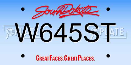 W645ST South Dakota License Plate
