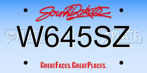 W645SZ South Dakota License Plate