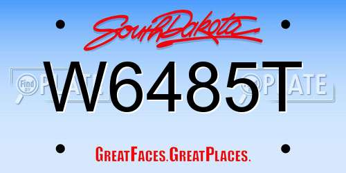 W6485T South Dakota License Plate