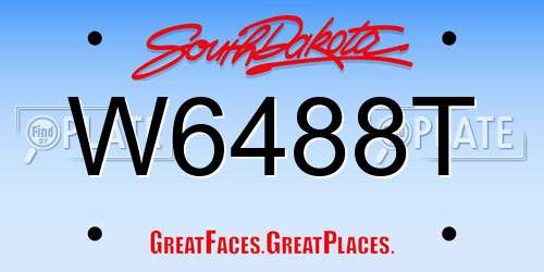 W6488T South Dakota License Plate