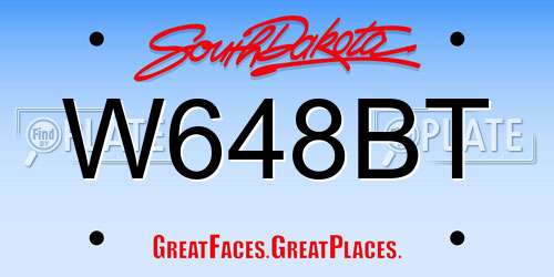 W648BT South Dakota License Plate